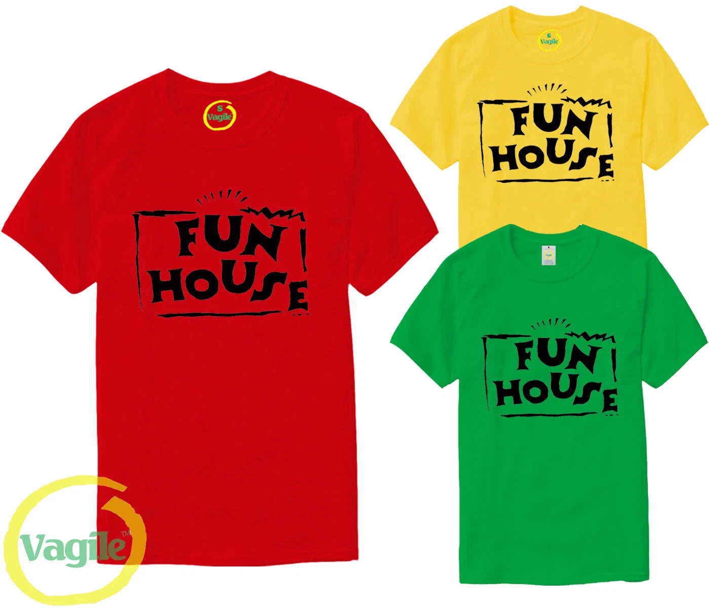 Fun House Costume Fancy Dress Tv Games T Shirt Funny Retro 80s 90s Film Movie