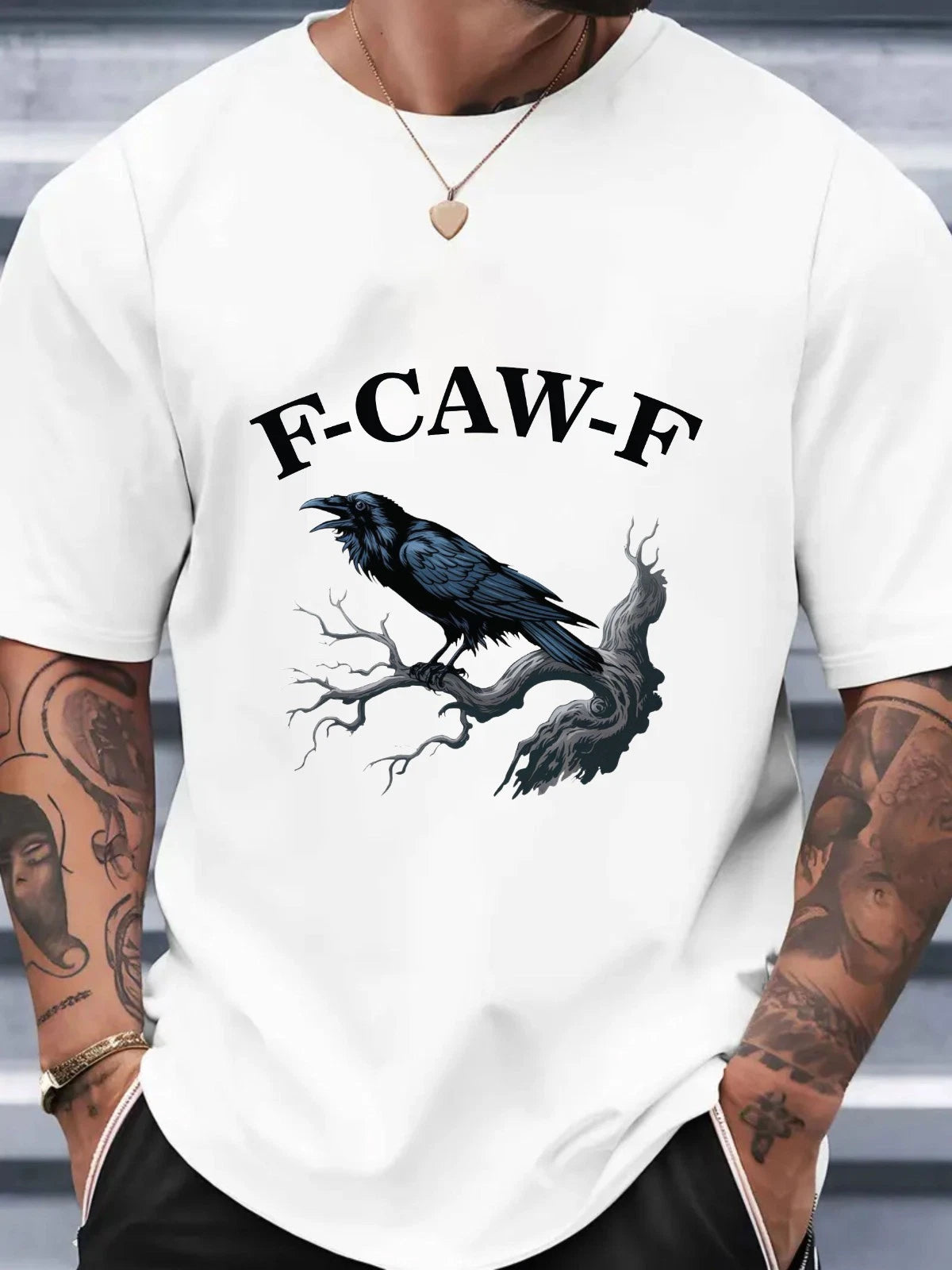 F-caw-f Raven T-shirt, Funny Gothic Crow Shirt, Sarcastic Bird Pun Tee Top.