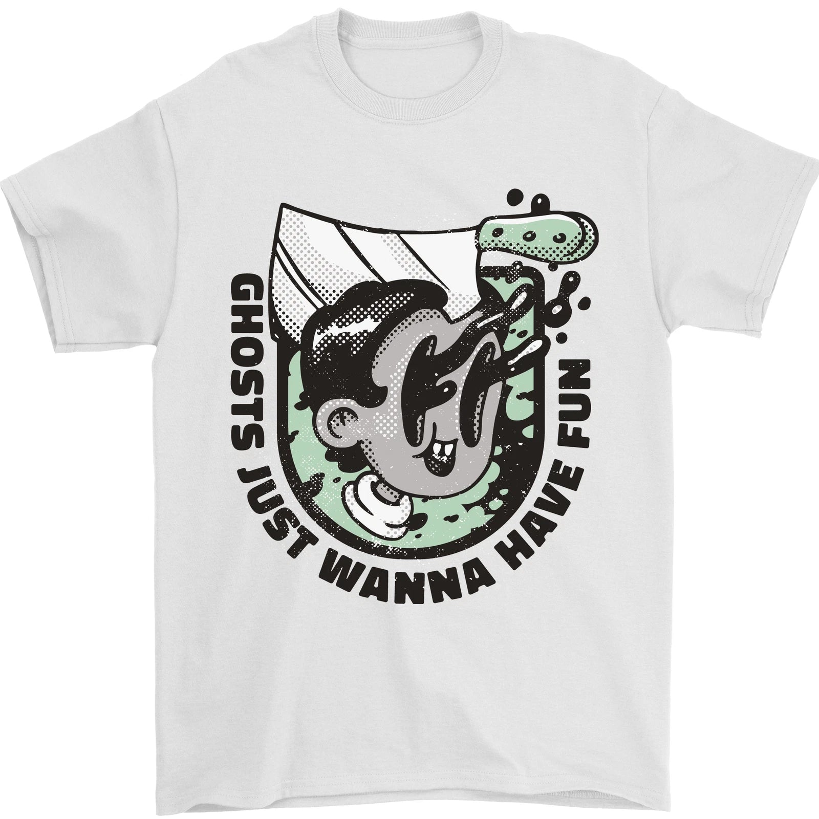 Ghosts Just Wanna Have Fun Halloween Mens T-shirt 100% Cotton