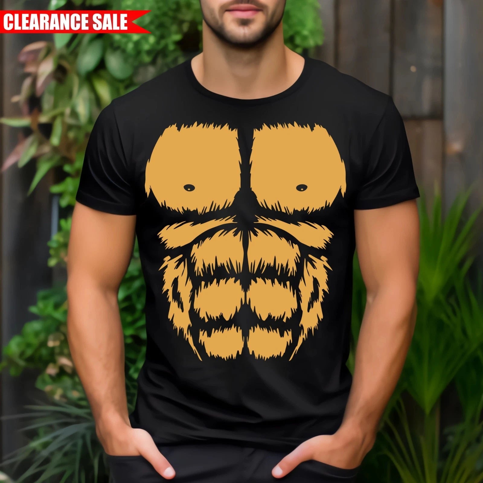 Gorilla Chest T-shirt Hairy Chest Sixpack Printed Funny Halloween Costume T Top