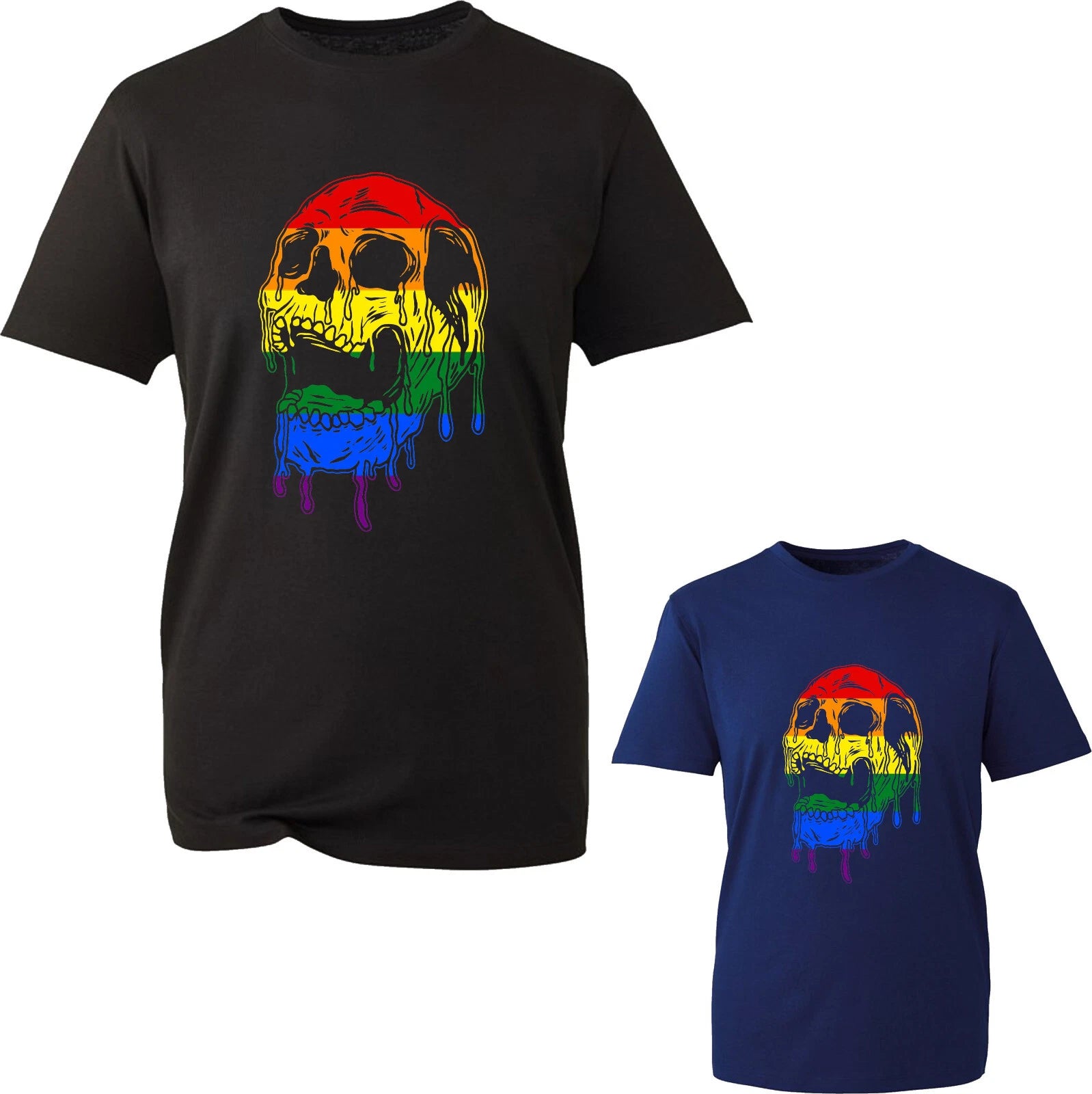 Dripping Skull Gay Halloween T-shirt Lgbt Pride Spooky Rainbow Lgbtq+ Flag Top