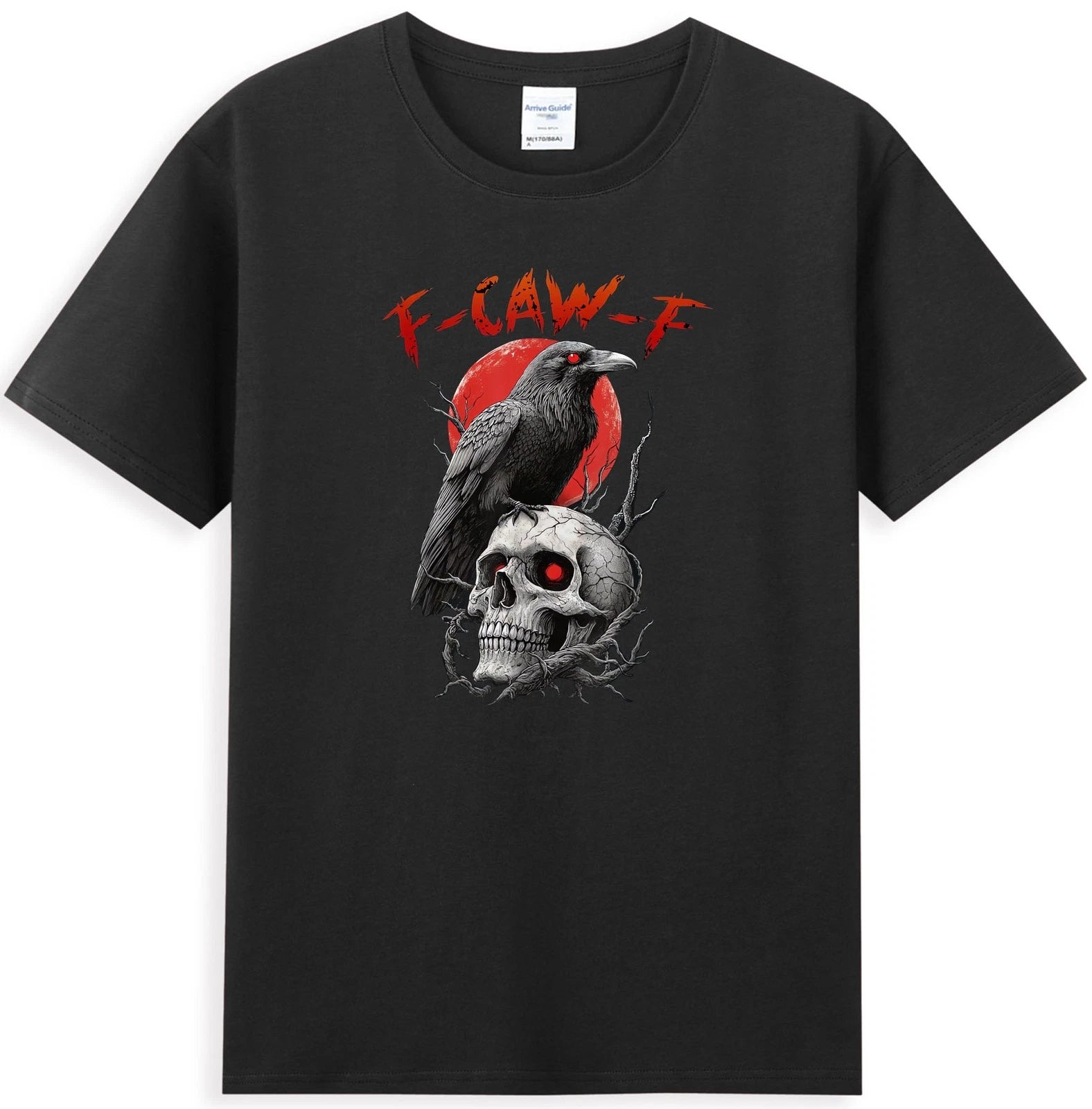 F-caw-f Black Crow Funny Bird With Skull Halloween Gothic T-shirt