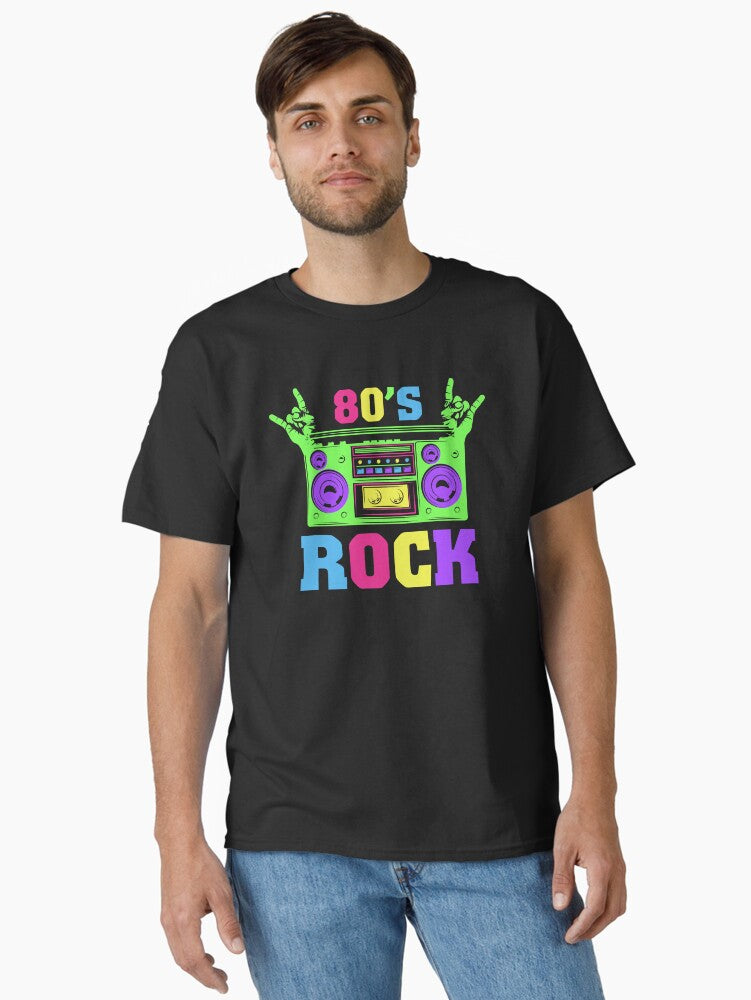 80s Rock Music Vintage Boom Box Classic T-shirt | Trendy Graphic Tee | Casual Unisex T-shirt