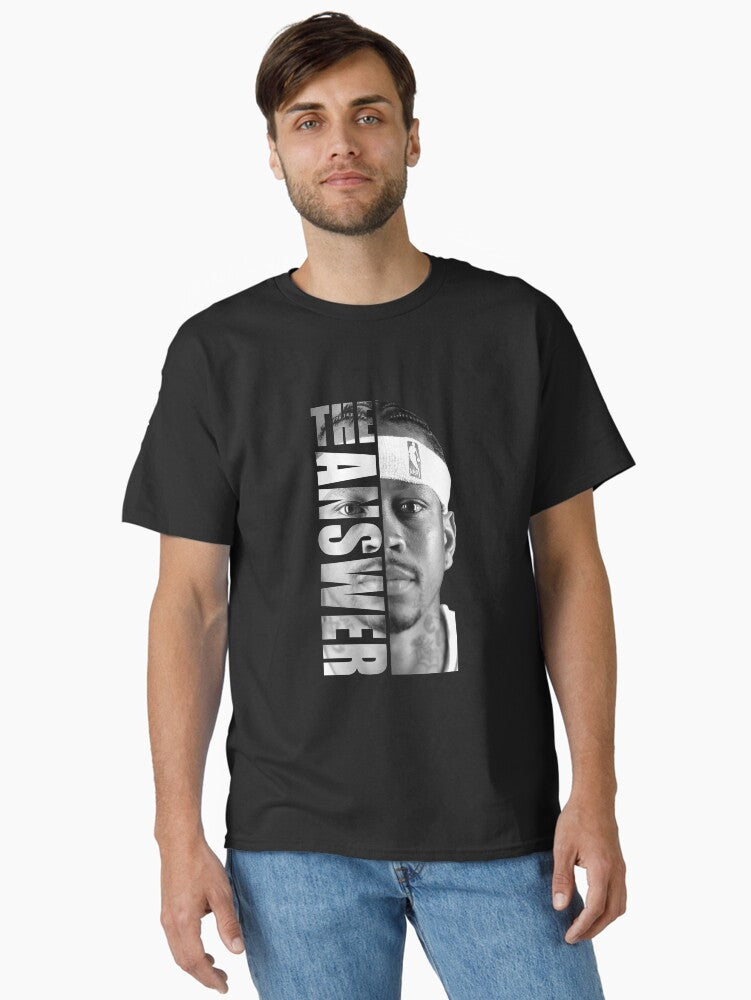 Allen Iverson - The Answer Black White Classic T-shirt | Trendy Graphic Tee | Casual Unisex T-shirt