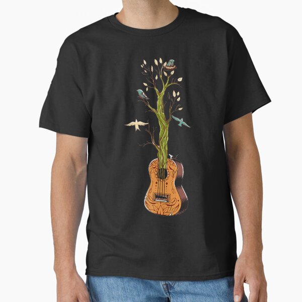 Accoustic Guitar Boho Nature Birds Classic T-Shirt for Sale by Letters-Art