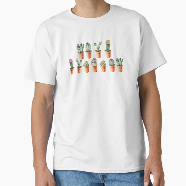 Cacti and Hedgehog in Terra Cotta Pots Classic T-Shirt for Sale by wanderinglaur