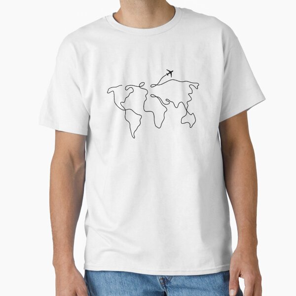 World Map Line Art Classic T-Shirt for Sale by NYXFN