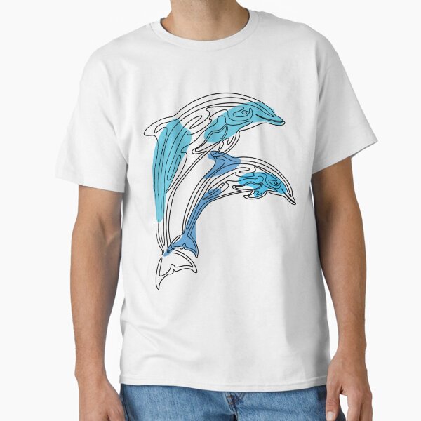 Dolphin Line Art Classic T-Shirt for Sale by Soumita