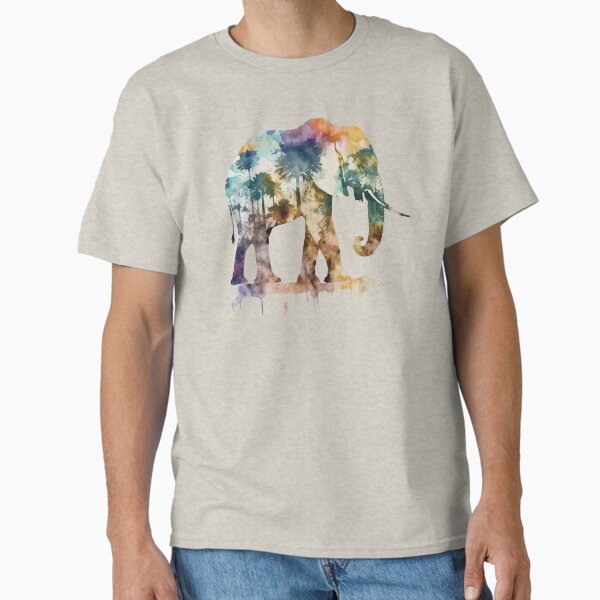 An Elephant Watercolor with Savannah Nature Pattern - Boho Animals Classic T-Shirt for Sale by GVRDesign