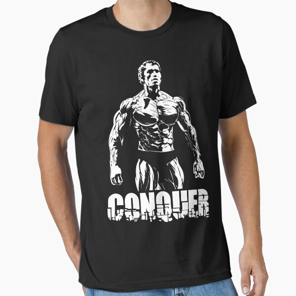 Conquer Arnold Schwarzenegger Motivation Bodybuilding Essential T-Shirt for Sale by VectorDesigner