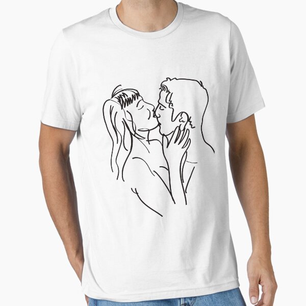 One Line Art Couple, Line Art Men and women kissing each other Essential T-Shirt for Sale by kartickdutta101