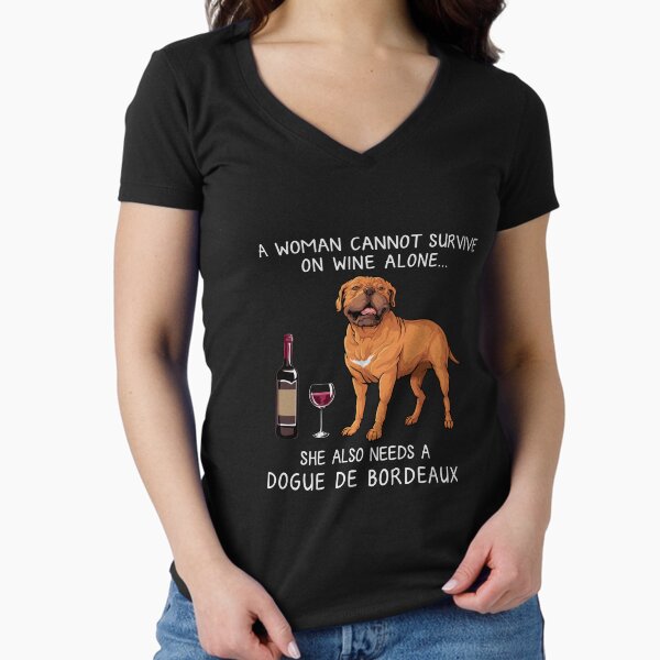 Dogue Bordeaux and wine Funny dog Fitted V-Neck T-Shirt for Sale by TeeDoozy