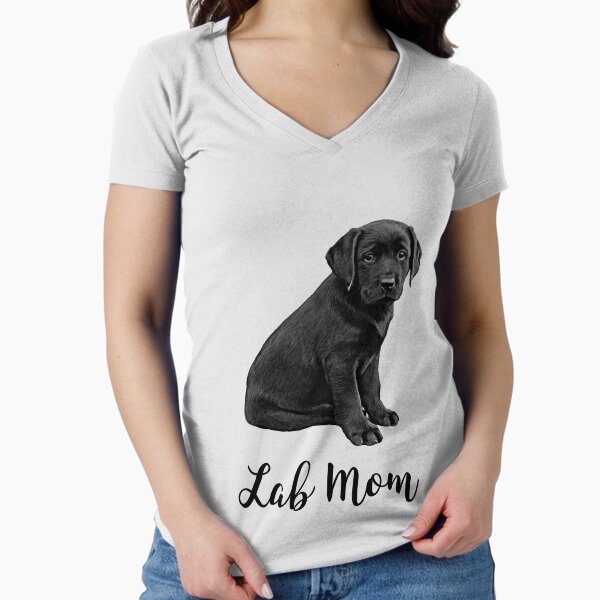Black Lab - Lab Mom Fitted V-Neck T-Shirt for Sale by BlackDogArtJudy