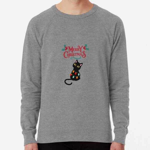 "Chrismas cat" Lightweight Sweatshirt for Sale by Deeepression