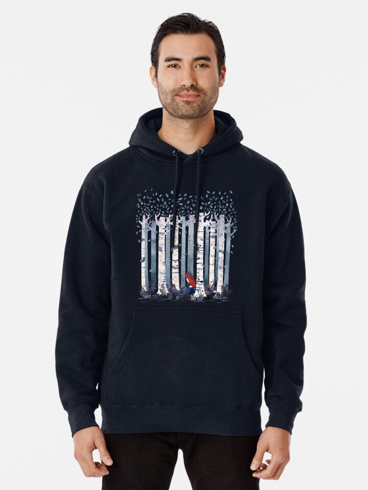The Birches In Blue Pullover Hoodie | Cozy Graphic Hoodie | Unisex Pullover