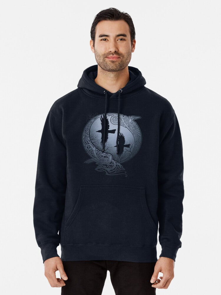 Odin's Ravens Pullover Hoodie | Cozy Graphic Hoodie | Unisex Pullover