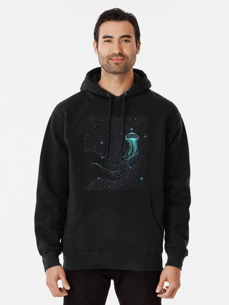 Starry Jellyfish - Colored Pullover Hoodie | Cozy Graphic Hoodie | Unisex Pullover