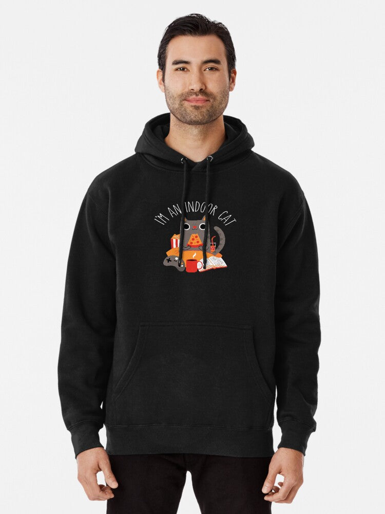 Indoor Cat Pullover Hoodie | Cozy Graphic Hoodie | Unisex Pullover