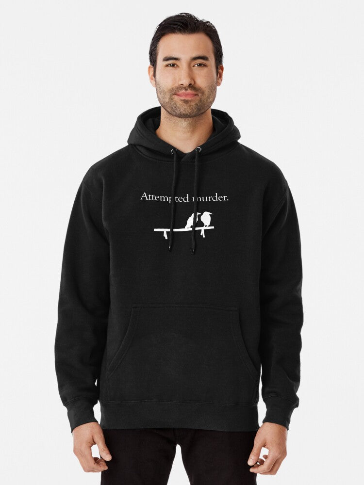 Attempted Murder White Design Pullover Hoodie | Cozy Graphic Hoodie | Unisex Pullover
