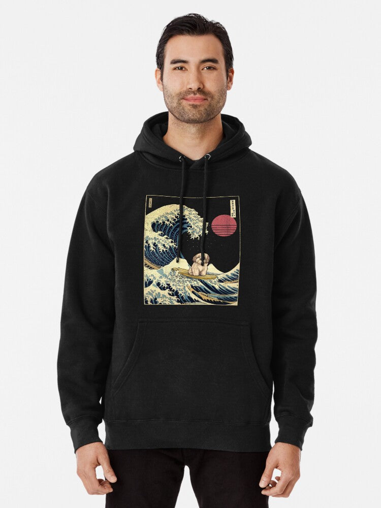Havanese Kanagawa Japanese Surfing Wave Pullover Hoodie | Cozy Graphic Hoodie | Unisex Pullover