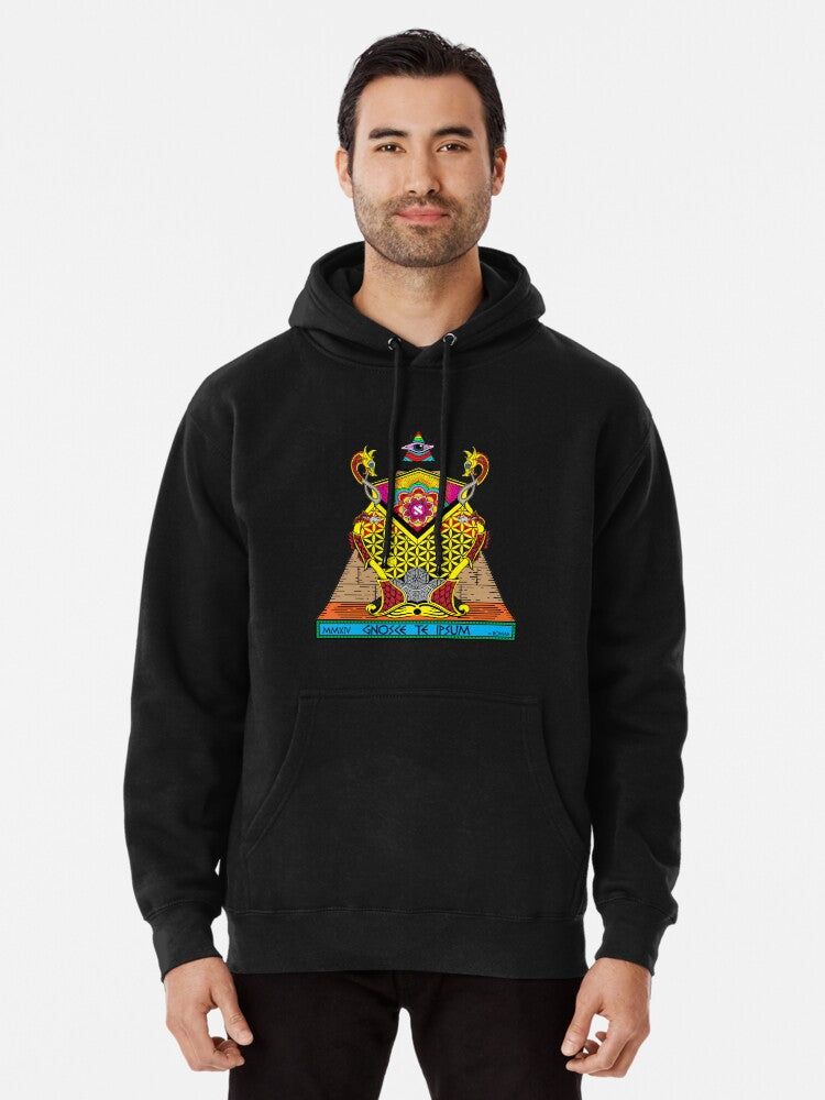 Knowledge Keeper - Psychedelic Black Pullover Hoodie | Cozy Graphic Hoodie | Unisex Pullover