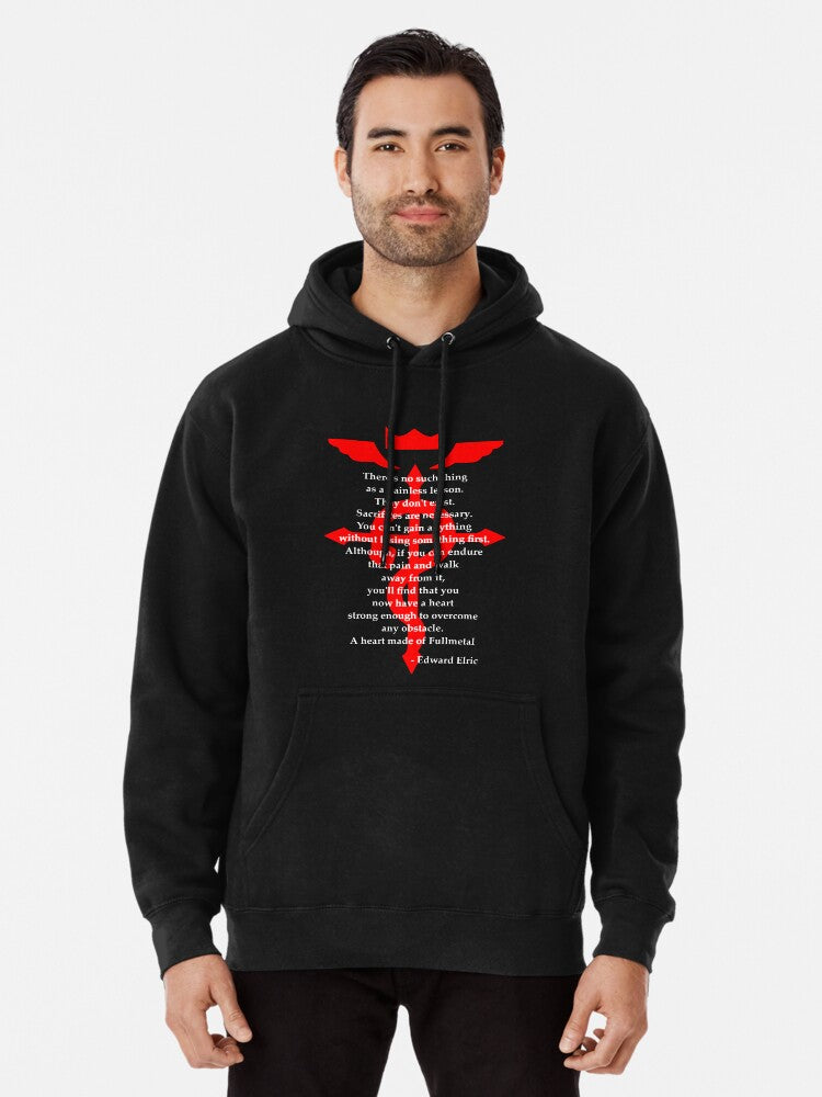 Fullmetal Heart Red Pullover Hoodie | Cozy Graphic Hoodie | Unisex Pullover