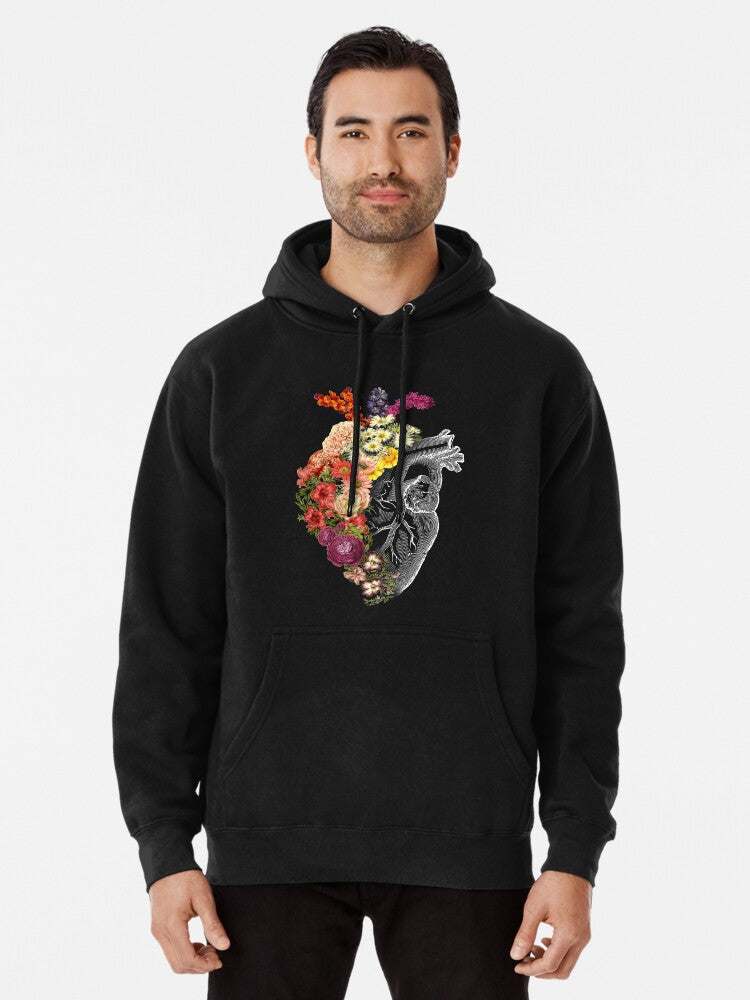 Flower Heart Spring By Tobe Fonseca Pullover Hoodie | Cozy Graphic Hoodie | Unisex Pullover