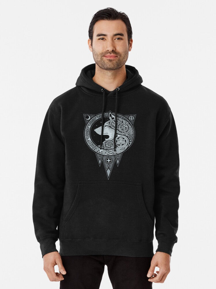 Norse Ulv Silver Pullover Hoodie | Cozy Graphic Hoodie | Unisex Pullover