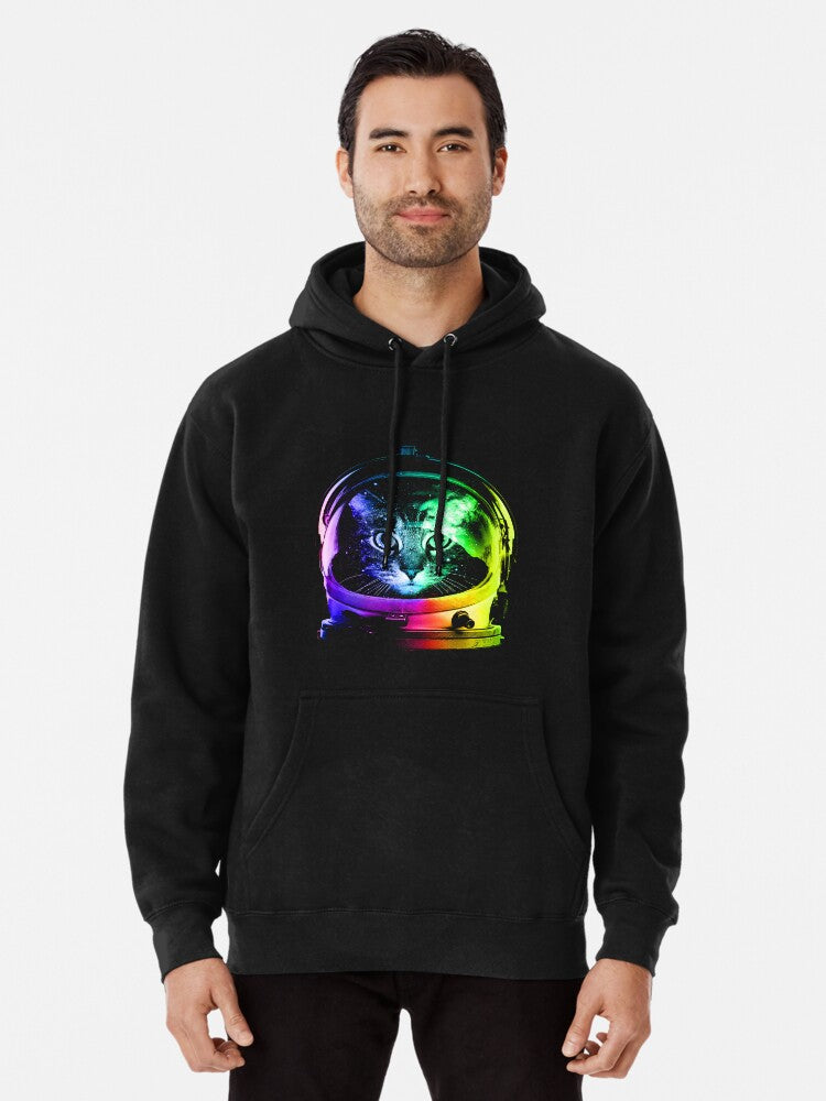 Astronaut Cat Pullover Hoodie | Cozy Graphic Hoodie | Unisex Pullover