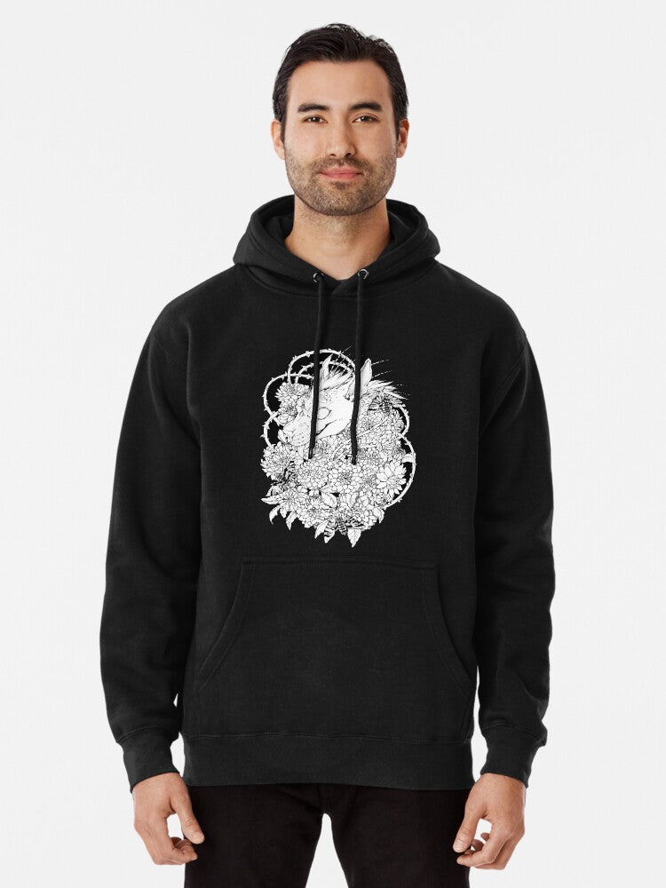 Chupacabra En Las Flores Pullover Hoodie | Cozy Graphic Hoodie | Unisex Pullover