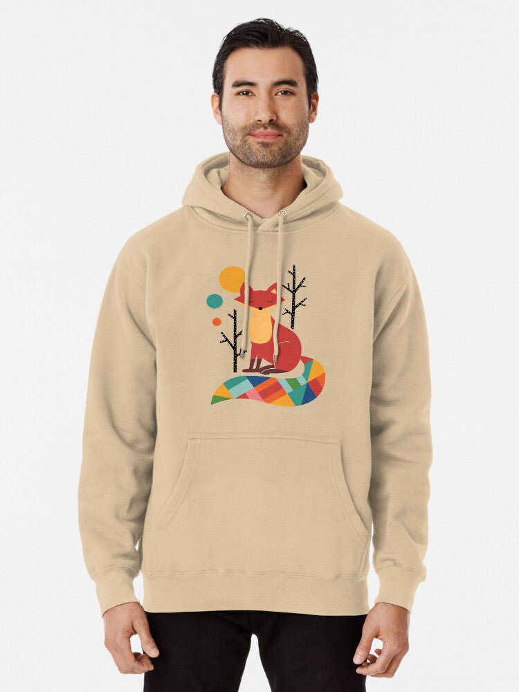 Rainbow Fox Pullover Hoodie | Cozy Graphic Hoodie | Unisex Pullover