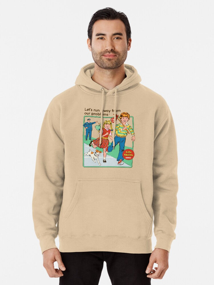 Let's Run Away Pullover Hoodie | Cozy Graphic Hoodie | Unisex Pullover