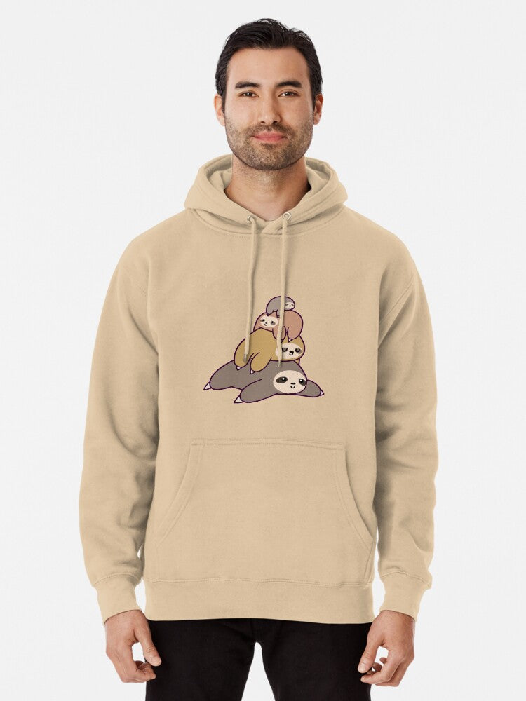 Sloth Stack Pullover Hoodie | Cozy Graphic Hoodie | Unisex Pullover