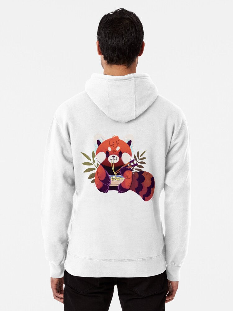 Red Panda Eating Ramen Pullover Hoodie | Cozy Graphic Hoodie | Unisex Pullover