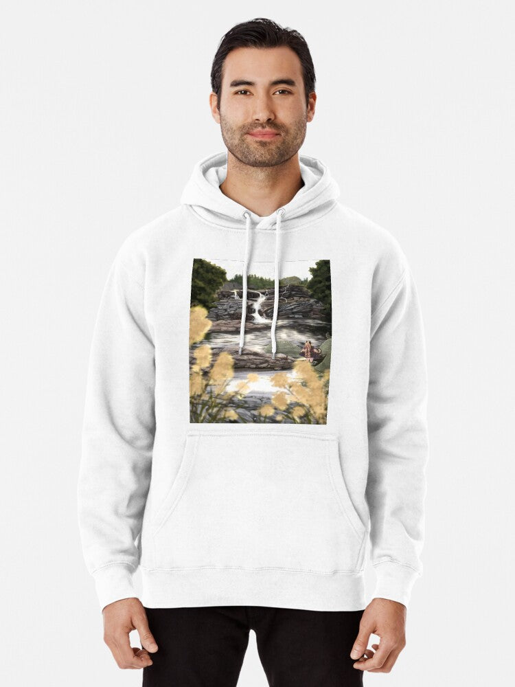 Lake Scenery Fantasy Pullover Hoodie | Cozy Graphic Hoodie | Unisex Pullover