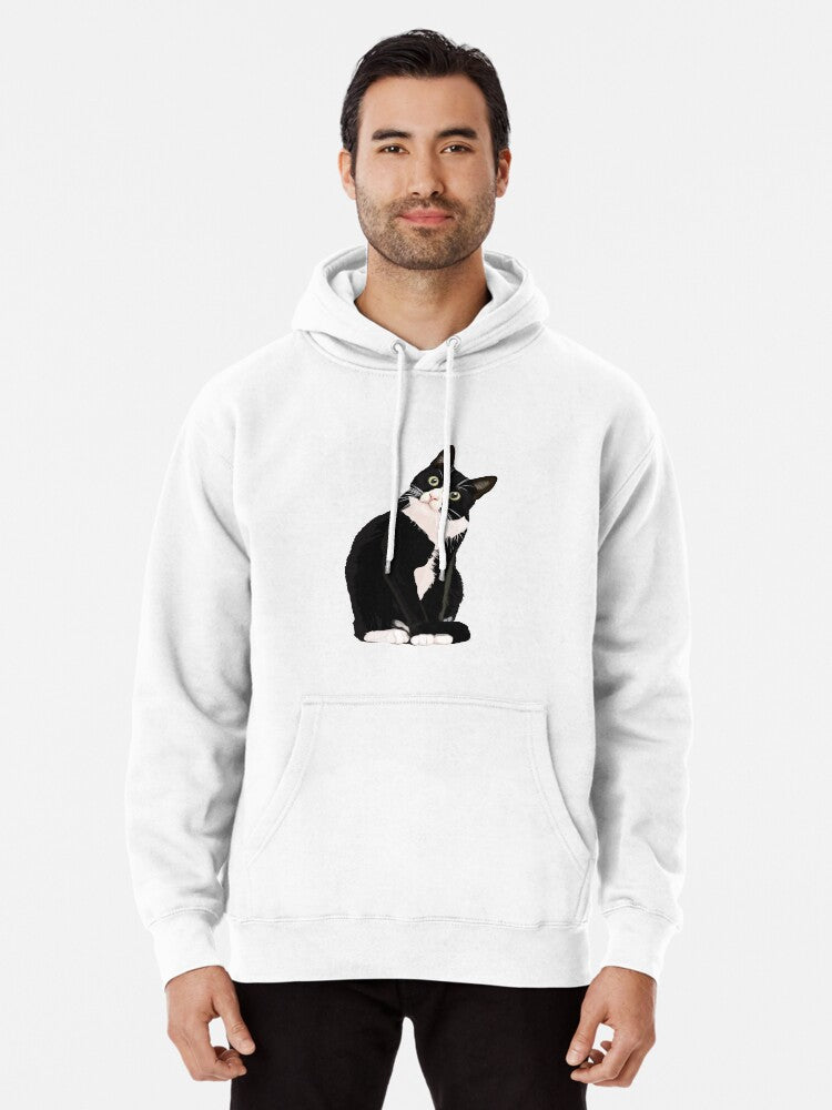 Black Cat Pullover Hoodie | Cozy Graphic Hoodie | Unisex Pullover