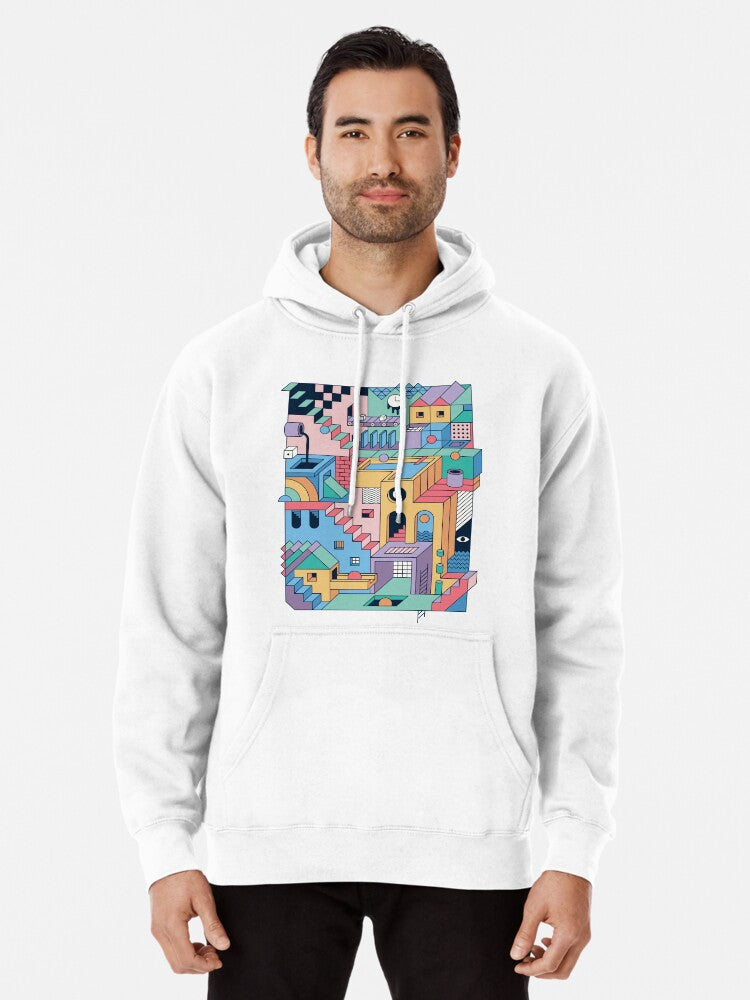 80's Escher Pullover Hoodie | Cozy Graphic Hoodie | Unisex Pullover
