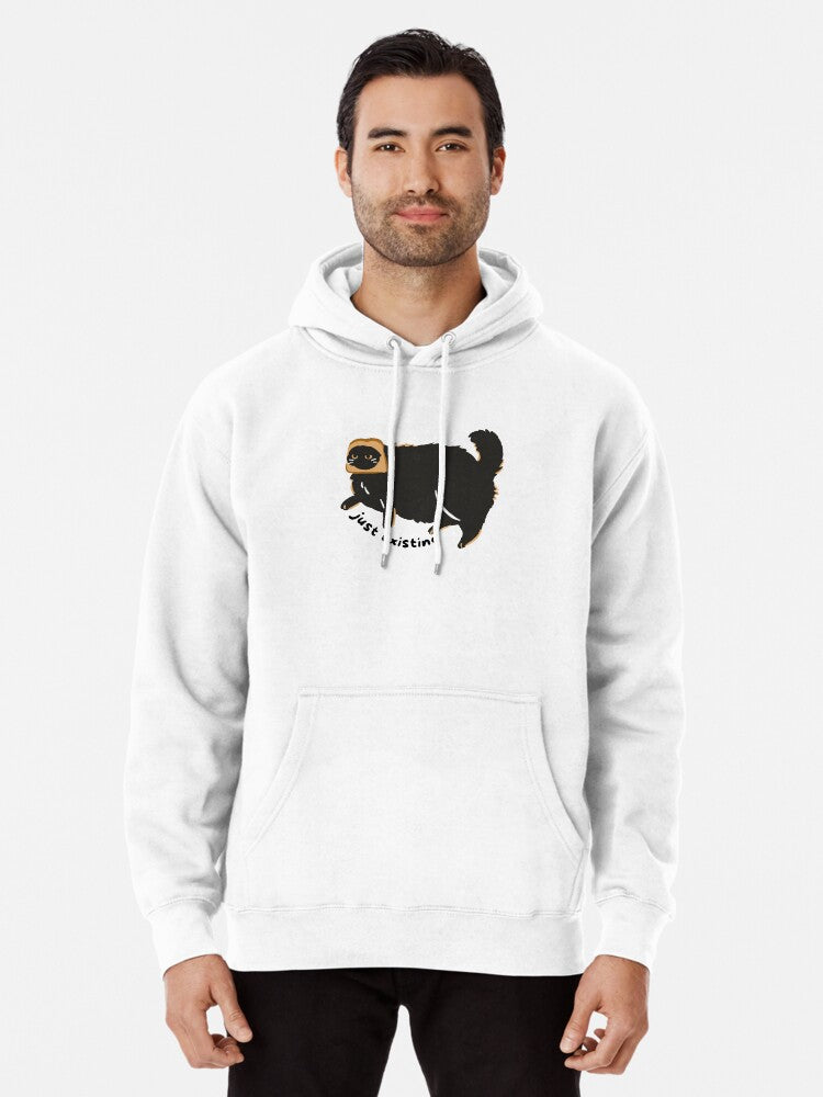 Just Existing Cat With Bread On Its Head Pullover Hoodie | Cozy Graphic Hoodie | Unisex Pullover