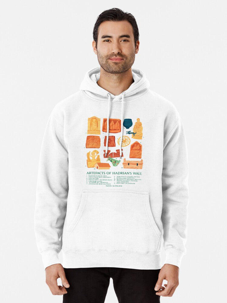 Hadrians Wall Illustrated Map Pullover Hoodie | Cozy Graphic Hoodie | Unisex Pullover