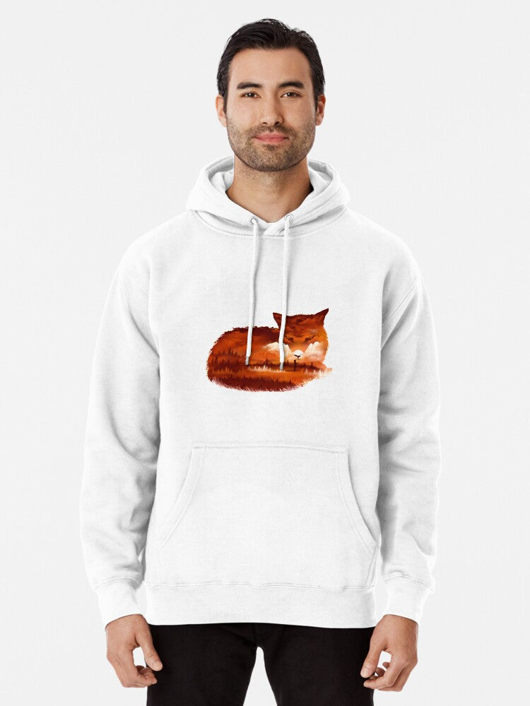 The Girl In The Red Forest Pullover Hoodie | Cozy Graphic Hoodie | Unisex Pullover