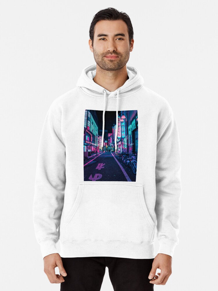 Tokyo - A Neon Wonderland Pullover Hoodie | Cozy Graphic Hoodie | Unisex Pullover