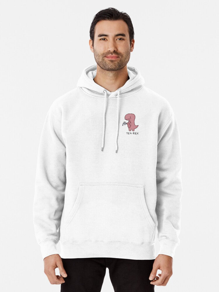 'tea-rex' Illustration Pullover Hoodie | Cozy Graphic Hoodie | Unisex Pullover