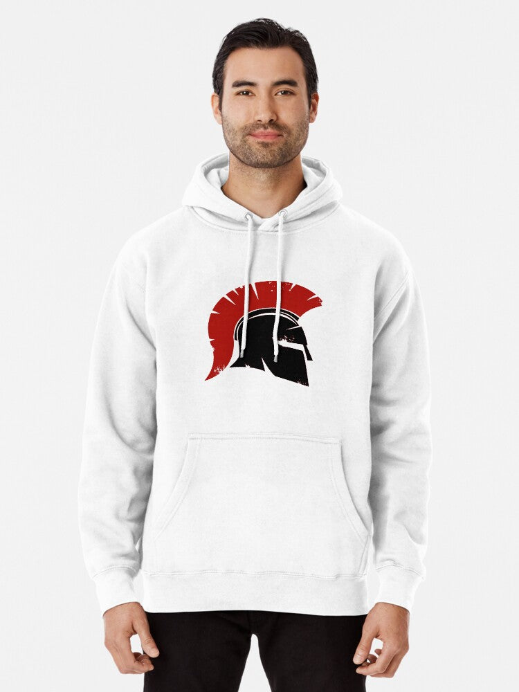 Spartan Greek Helmet Pullover Hoodie | Cozy Graphic Hoodie | Unisex Pullover