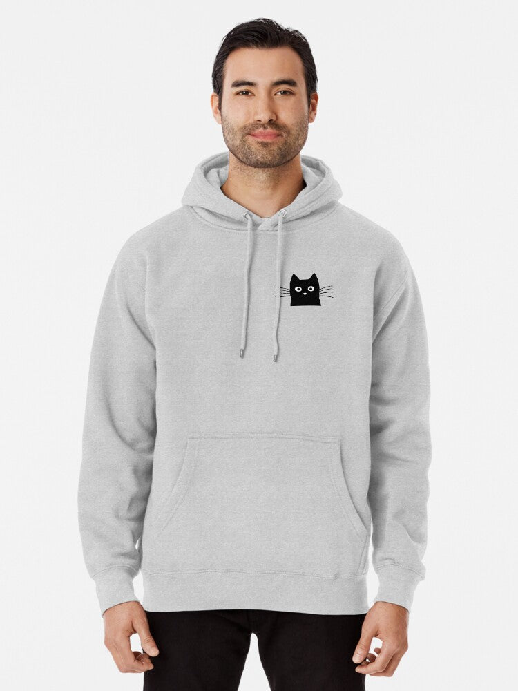 Black Cat Face Pullover Hoodie | Cozy Graphic Hoodie | Unisex Pullover