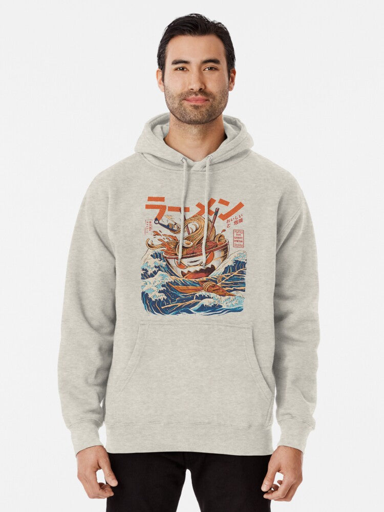 The Great Ramen Off Kanagawa Pullover Hoodie | Cozy Graphic Hoodie | Unisex Pullover