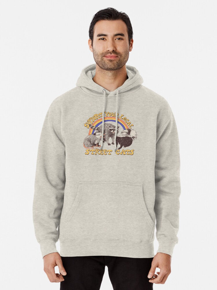 Street Cats Pullover Hoodie | Cozy Graphic Hoodie | Unisex Pullover