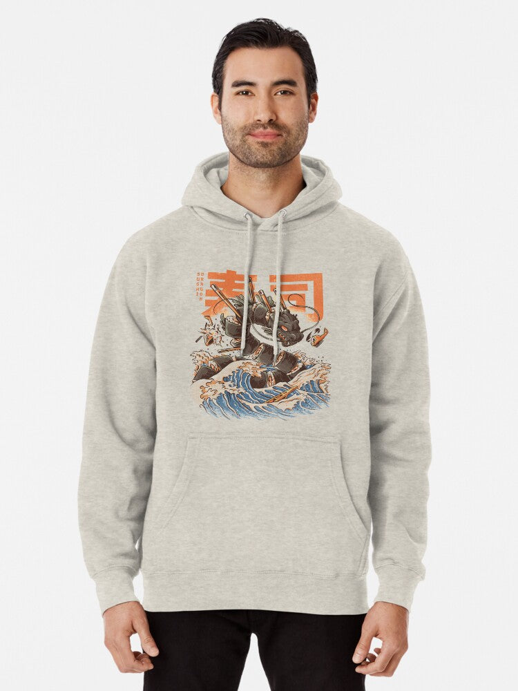 Great Sushi Dragon Pullover Hoodie | Cozy Graphic Hoodie | Unisex Pullover