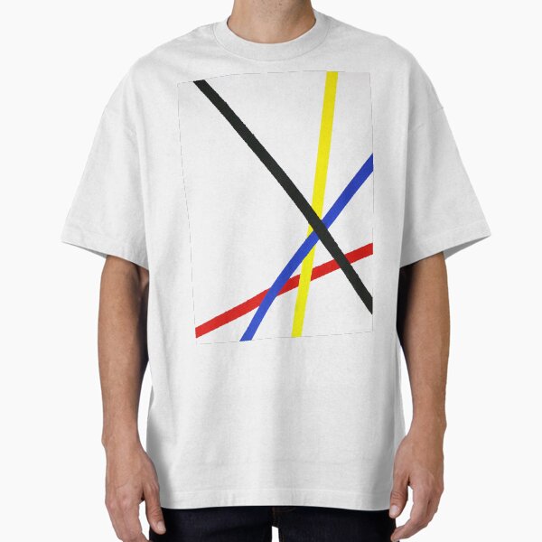 Piet' Mondrian inspired Line Art | Red Yellow Blue Oversized T-Shirt for Sale by kitslam