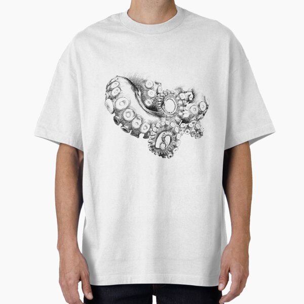 Octopus Tentacle Two-Tone Drawing Oversized T-Shirt for Sale by SuspendedDreams