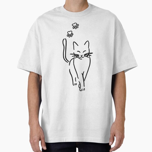 Line cat drawing  Oversized T-Shirt for Sale by AestheticNi
